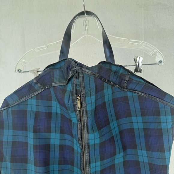 Vintage Blue/Green Plaid Garment Bag - Picture 4 of 11